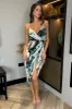Multi Smudge Print Strappy Wrap Top Gathered Skirt Midi Dress sold by AX Paris
