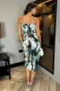 Multi Smudge Print Strappy Wrap Top Gathered Skirt Midi Dress sold by AX Paris
