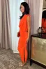 Burnt Orange Sleeveless Draped Top Ruched Skirt Midi Dress sold by AX Paris