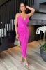 Hot Pink Strappy Wrap Top Knot Skirt Midi Dress sold by AX Paris