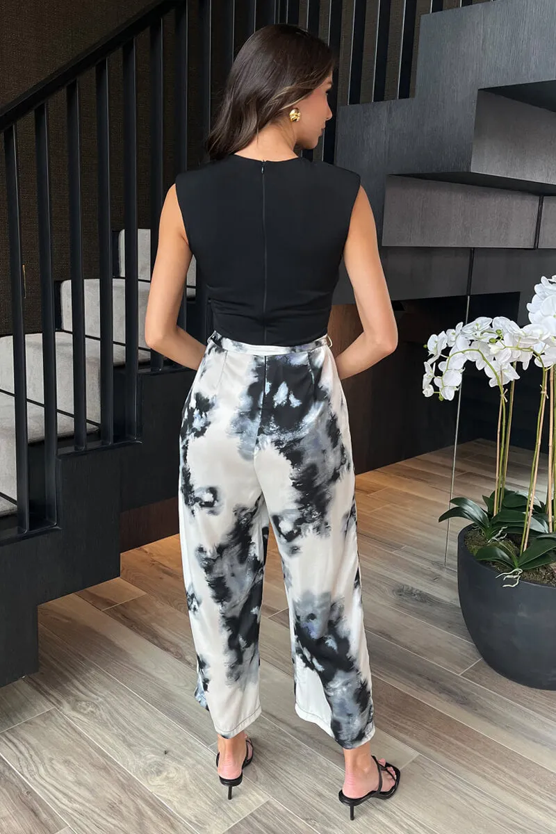 Black And White Marble Print 2 In 1 Belted Jumpsuit sold by AX Paris product image thumbnail 5