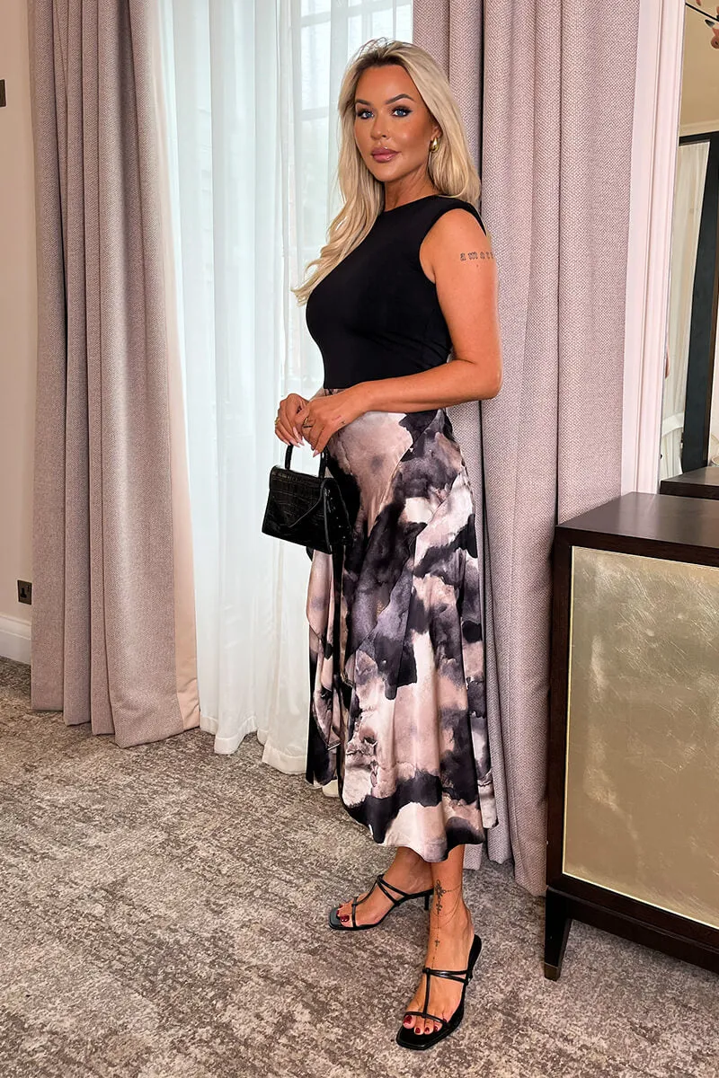 Multi Marble Print 2 In 1 Double Frill Split Midi Dress sold by AX Paris product image thumbnail 4