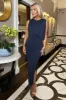 Navy Sleeveless Draped Top Ruched Skirt Midi Dress sold by AX Paris