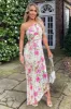 Cream and Pink Floral Print One Shoulder Pleated Satin Midi Dress sold by AX Paris