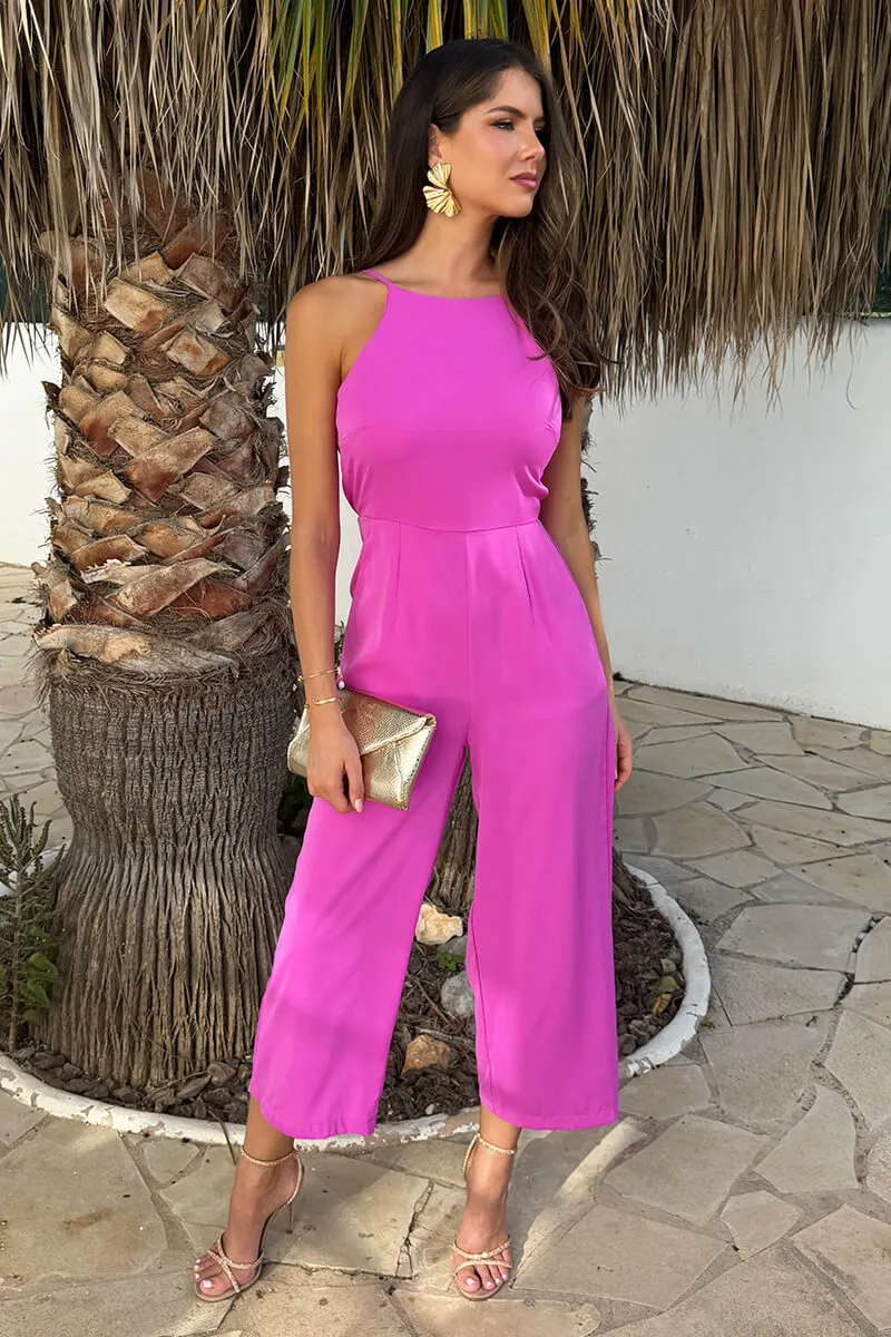 Hot Pink Strappy Racer Neck Jumpsuit sold by AX Paris product image thumbnail 3