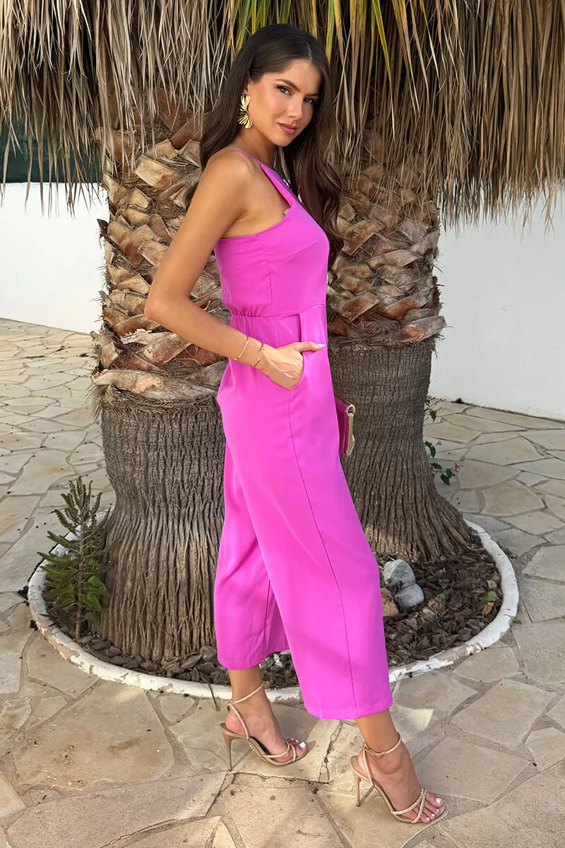 Hot Pink Strappy Racer Neck Jumpsuit sold by AX Paris product image thumbnail 4