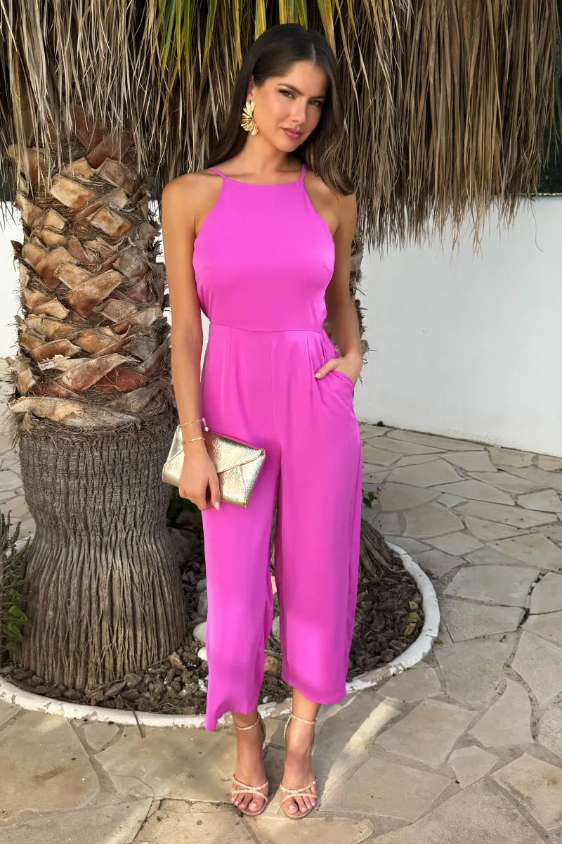 Hot Pink Strappy Racer Neck Jumpsuit sold by AX Paris product image thumbnail 2