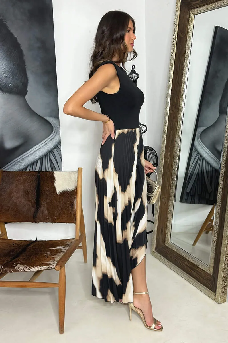 Multi Marble Print 2 In 1 Asymmetric Hem Pleated Midi Dress sold by AX Paris product image thumbnail 4