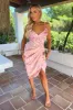Pink Zebra Print Strappy Wrap Top Gathered Skirt Midi Dress sold by AX Paris