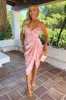 Pink Zebra Print Strappy Wrap Top Gathered Skirt Midi Dress sold by AX Paris
