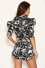 Blue Floral Printed Blazer Style Playsuit sold by AX Paris