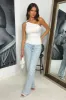 Cream One Shoulder Ring Detail Ruched Waist Draped Top sold by AX Paris