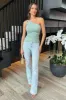 Duck Egg One Shoulder Ring Detail Ruched Waist Draped Top sold by AX Paris