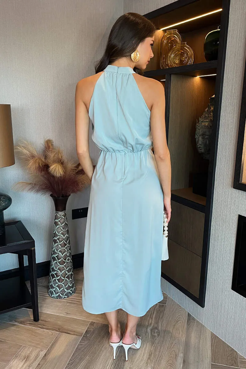 Duck Egg Halter Neck Dipped Hem Midi Dress sold by AX Paris product image thumbnail 5