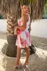 Cream And Pink Floral Print Halter Neck Tie Waist Mini Dress sold by AX Paris