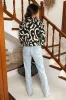 Black And Cream Abstract Print Collared Cropped Blazer sold by AX Paris