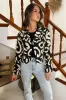 Black And Cream Abstract Print Collared Cropped Blazer sold by AX Paris