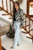 Black And Cream Abstract Print Collared Cropped Blazer sold by AX Paris