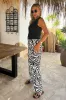 Black And White Zebra Print Wide Leg Trousers sold by AX Paris