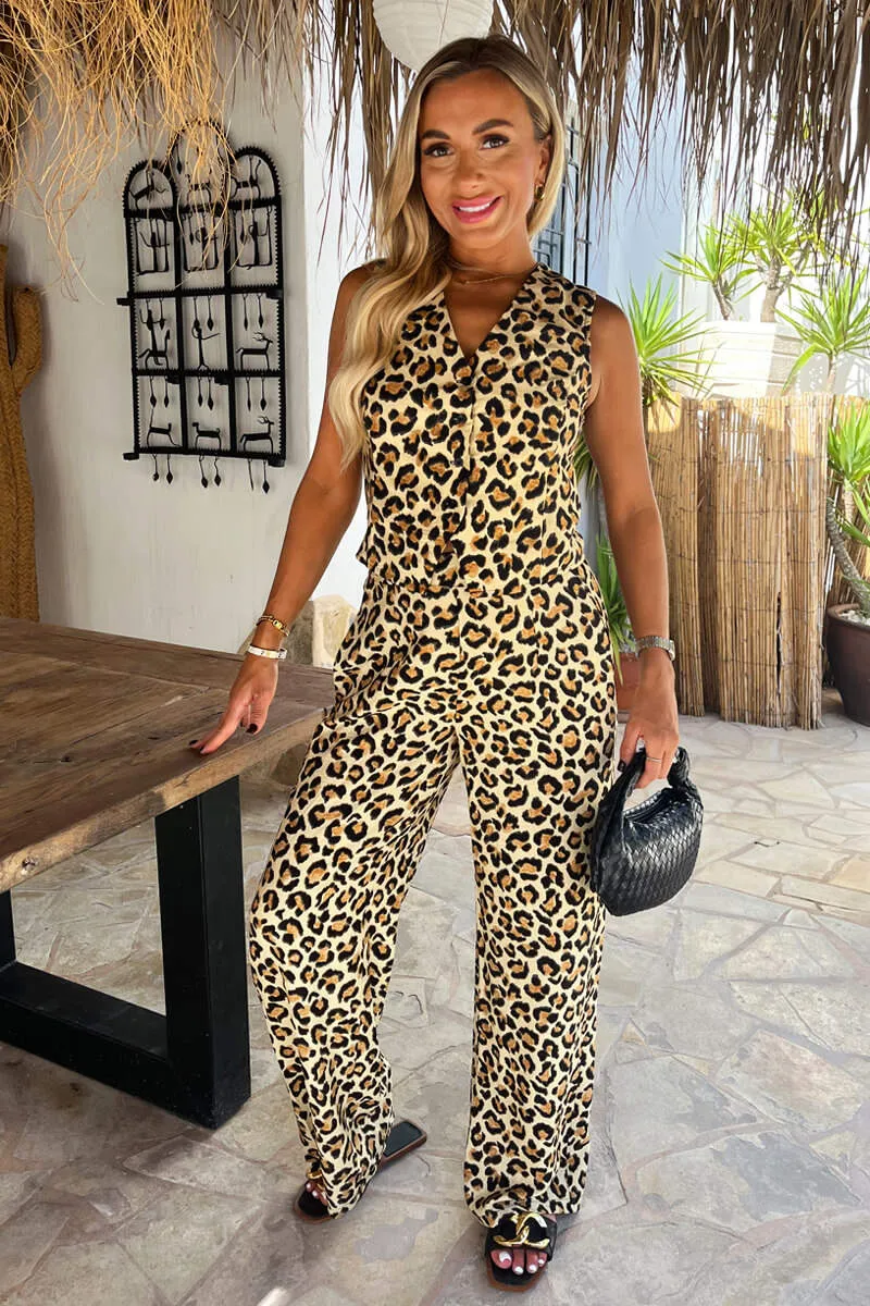 Multi Leopard Print Button Front Tailored Waistcoat sold by AX Paris product image thumbnail 2