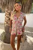 Multi Garden Print Wrap Top Tie Waist Playsuit sold by AX Paris