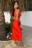 Burnt Orange Asymmetric Cut Out Strappy Midi Dress sold by AX Paris