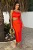 Burnt Orange Asymmetric Cut Out Strappy Midi Dress sold by AX Paris