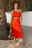 Burnt Orange Asymmetric Cut Out Strappy Midi Dress sold by AX Paris
