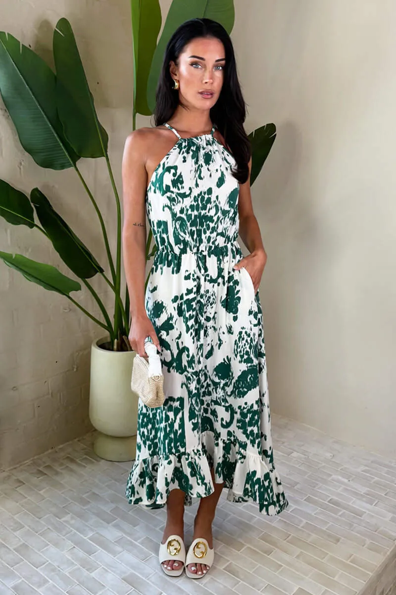 Multi Printed Frill Hem High Neck Midi Dress sold by AX Paris product image thumbnail 3