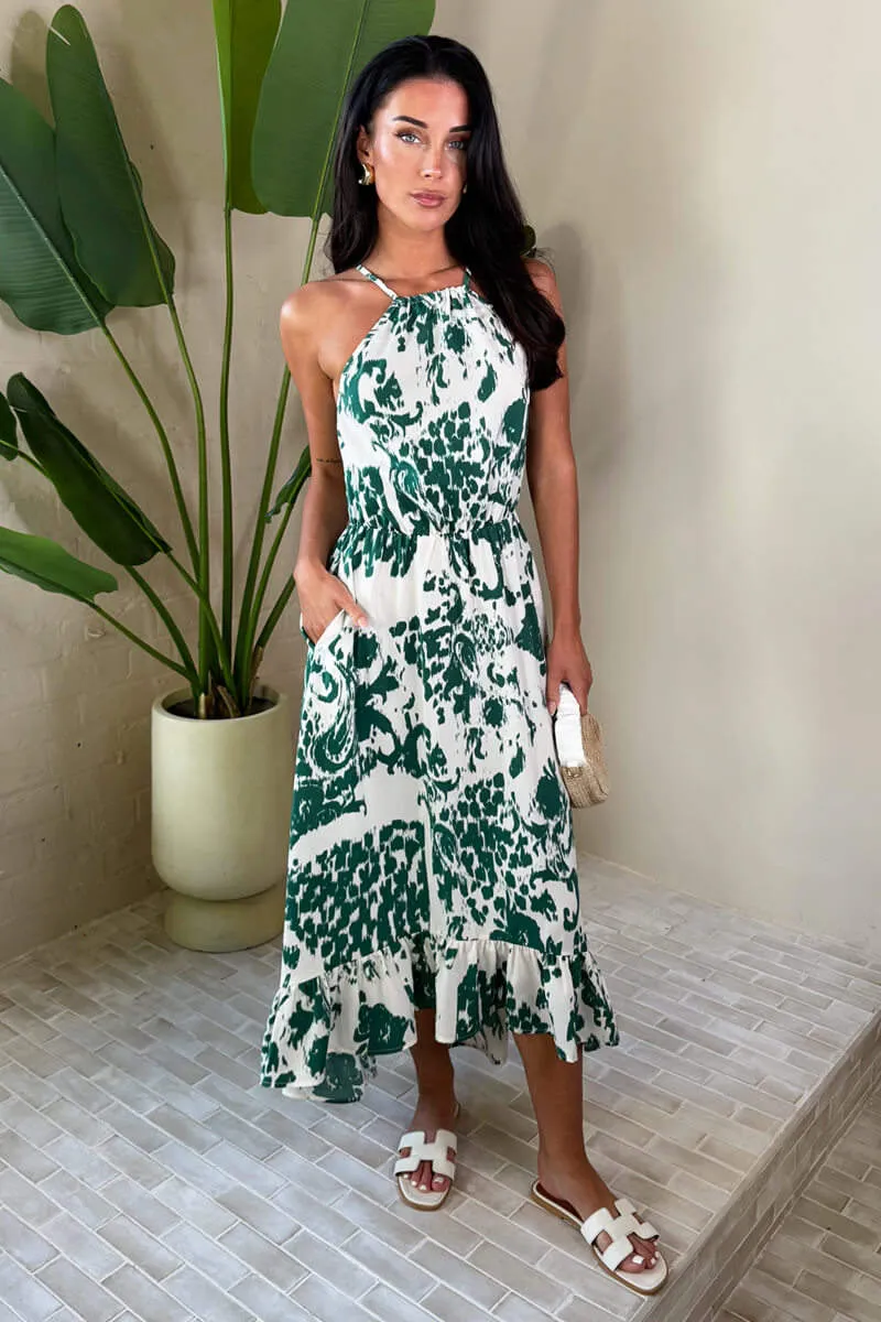 Multi Printed Frill Hem High Neck Midi Dress sold by AX Paris product image thumbnail 4