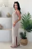 Biscuit Ribbed Knit Round Neck Midi Dress sold by AX Paris