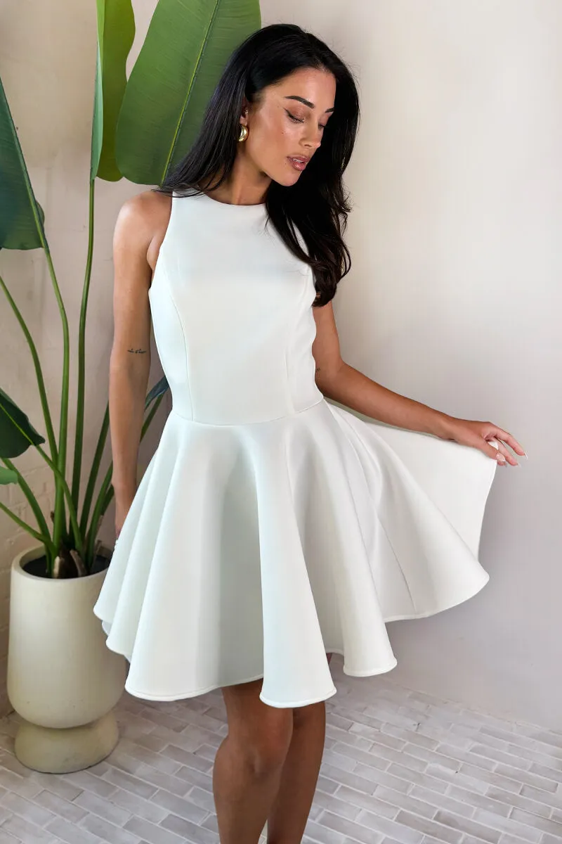 Cream Scuba Sleeveless Skater Mini Dress sold by AX Paris product image thumbnail 3