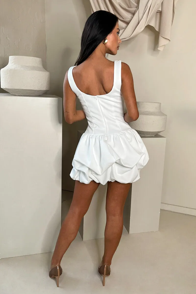 Cream Pearl Neckline Puff Ball Mini Dress sold by AX Paris product image thumbnail 5