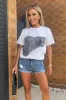 White Graphic Blue Denim Print T-Shirt sold by AX Paris