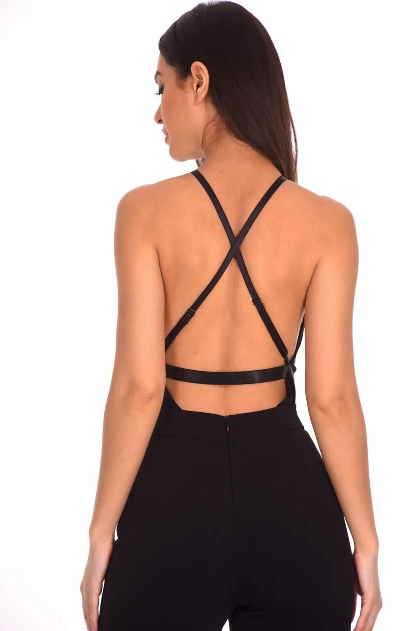 Black Lace Mesh Open Back Bodysuit sold by AX Paris product image thumbnail 3