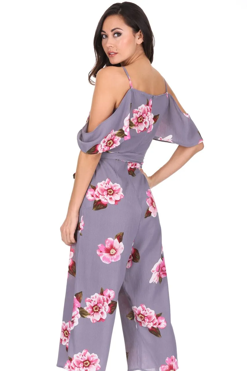 Grey Floral Culotte Jumpsuit sold by AX Paris product image thumbnail 3