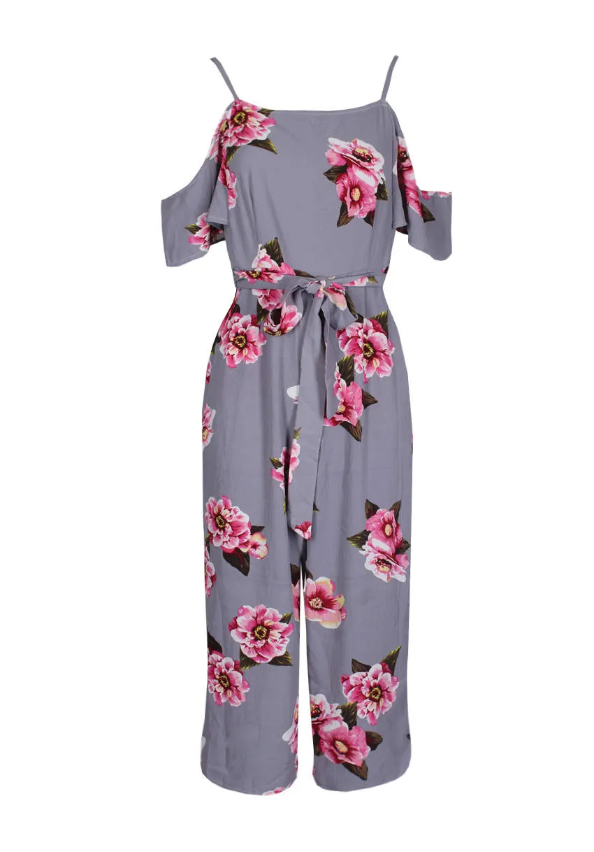 Grey Floral Culotte Jumpsuit sold by AX Paris product image thumbnail 4