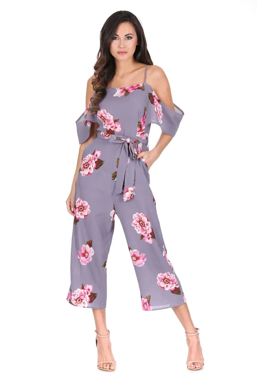 Grey Floral Culotte Jumpsuit sold by AX Paris product image thumbnail 2