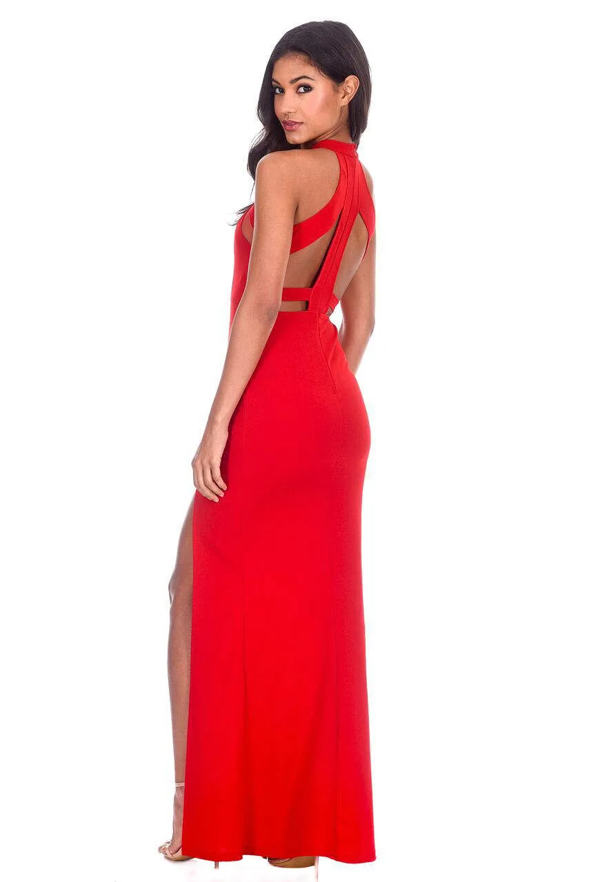 Red Mesh Detailing Maxi Dress sold by AX Paris product image thumbnail 3