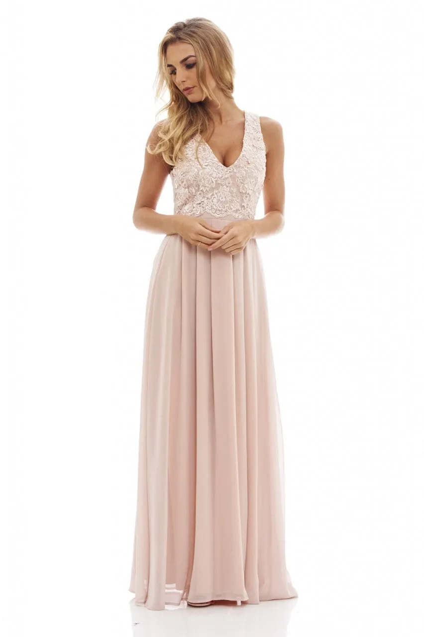 Nude Lace Maxi Dress sold by AX Paris