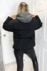 Black Fabric Hood Puffer Jacket sold by AX Paris