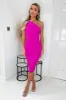 Hot Pink One Shoulder Ruched Midi Dress sold by AX Paris