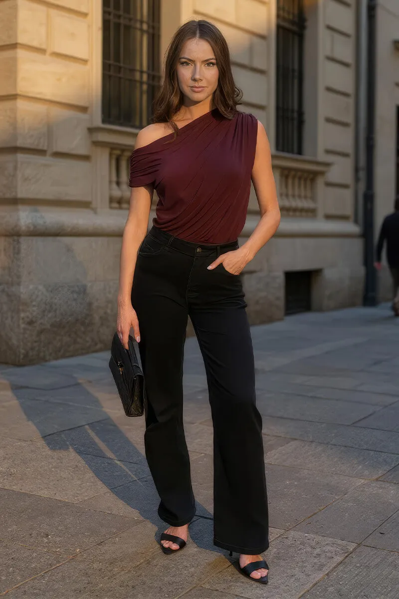 Black High Waist Wide Leg Jeans sold by AX Paris