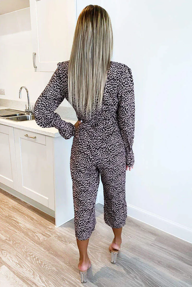 Pink Animal Print Wrap Belted Jumpsuit sold by AX Paris product image thumbnail 4