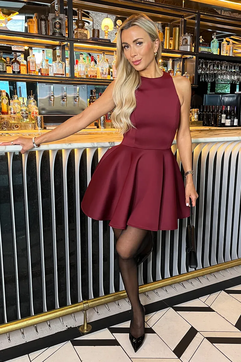 Burgundy Scuba Sleeveless Skater Mini Dress sold by AX Paris product image thumbnail 3