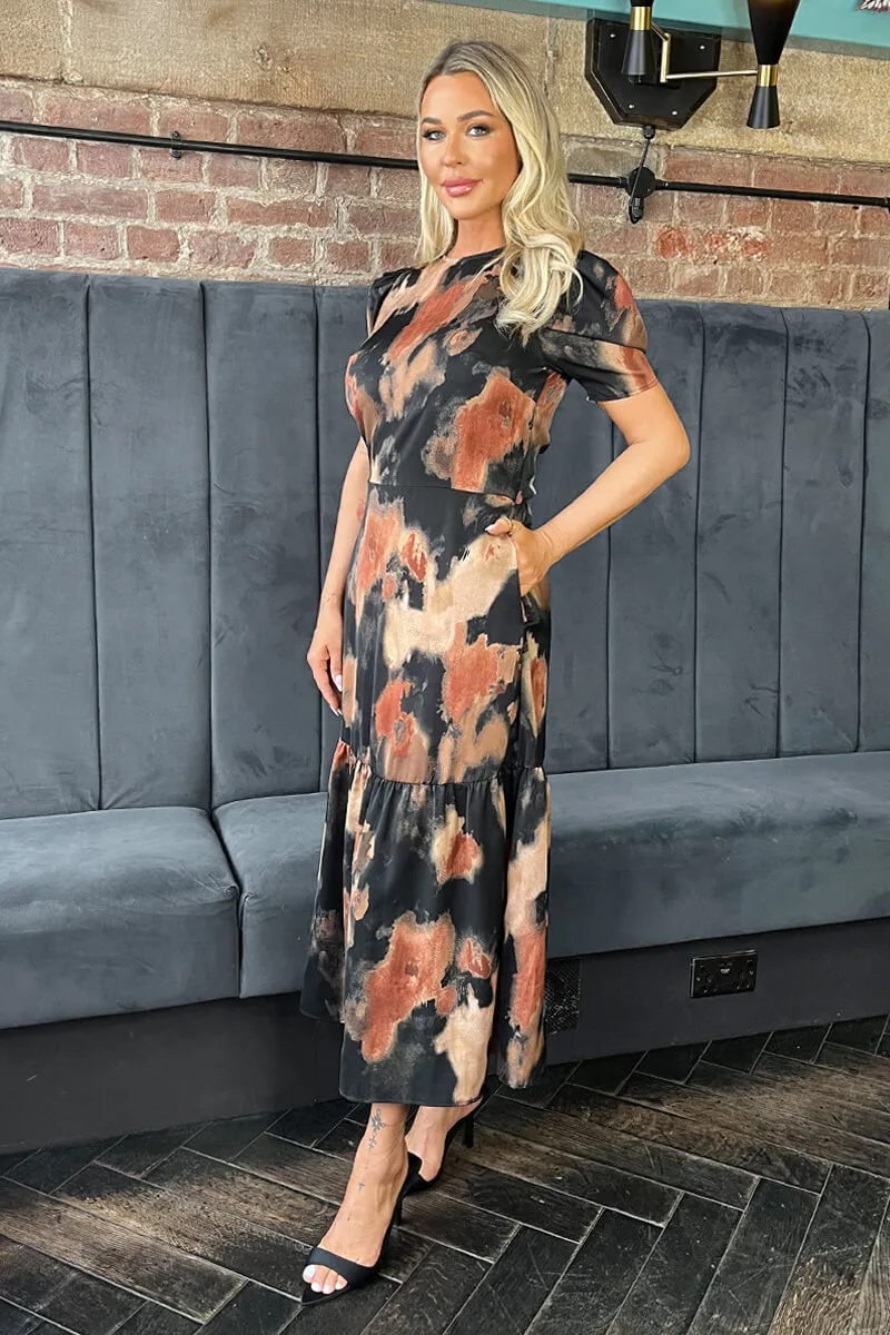 Multi Smudge Print Short Sleeve Smock Midi Dress sold by AX Paris product image thumbnail 4