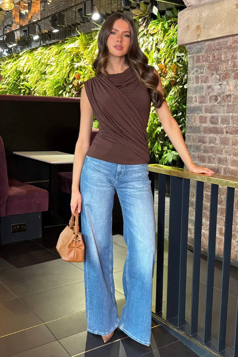 Chocolate Draped Front Top sold by AX Paris product image thumbnail 2