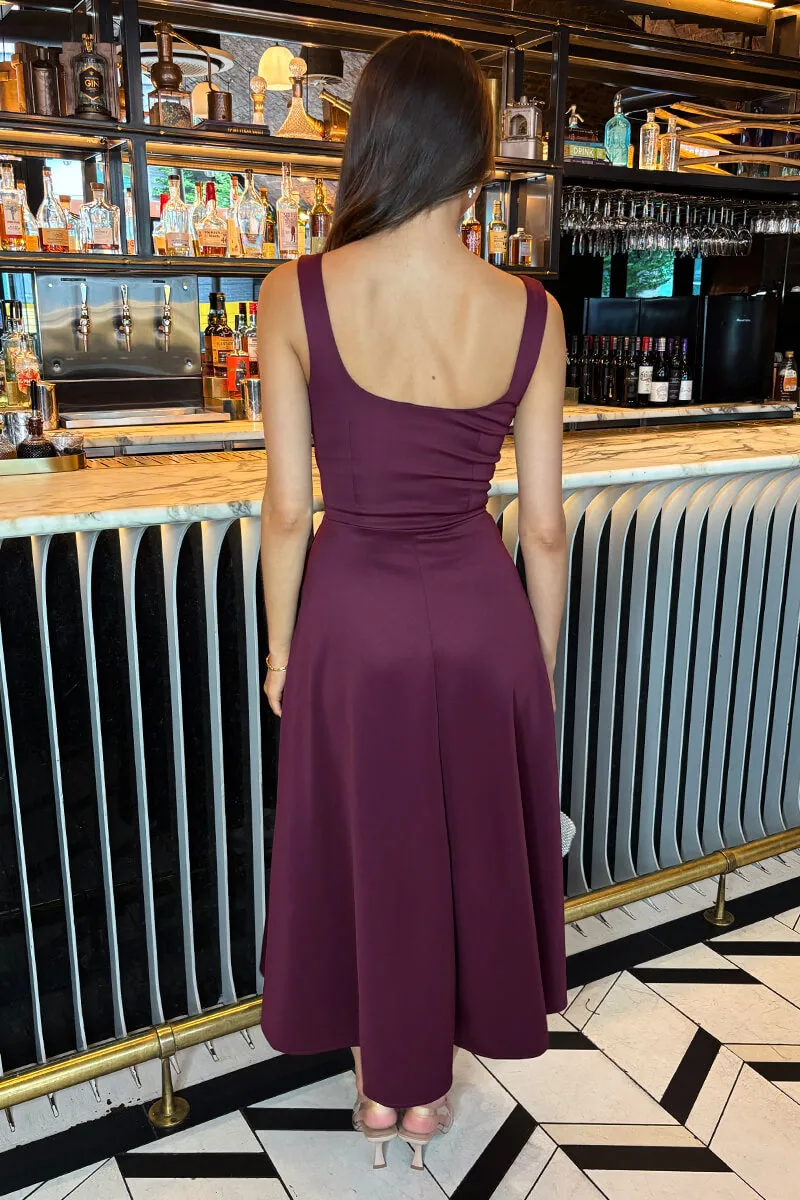 Plum Square Neck A-line Midi Dress sold by AX Paris product image thumbnail 5