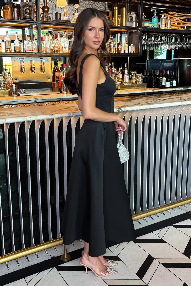 Black Square Neck A-line Midi Dress sold by AX Paris product image thumbnail 4