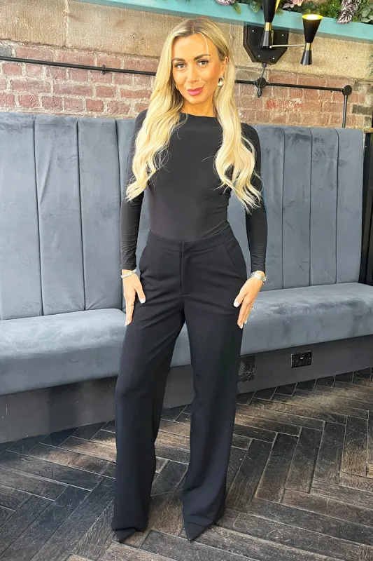 Black High Waist Wide Leg Trousers sold by AX Paris